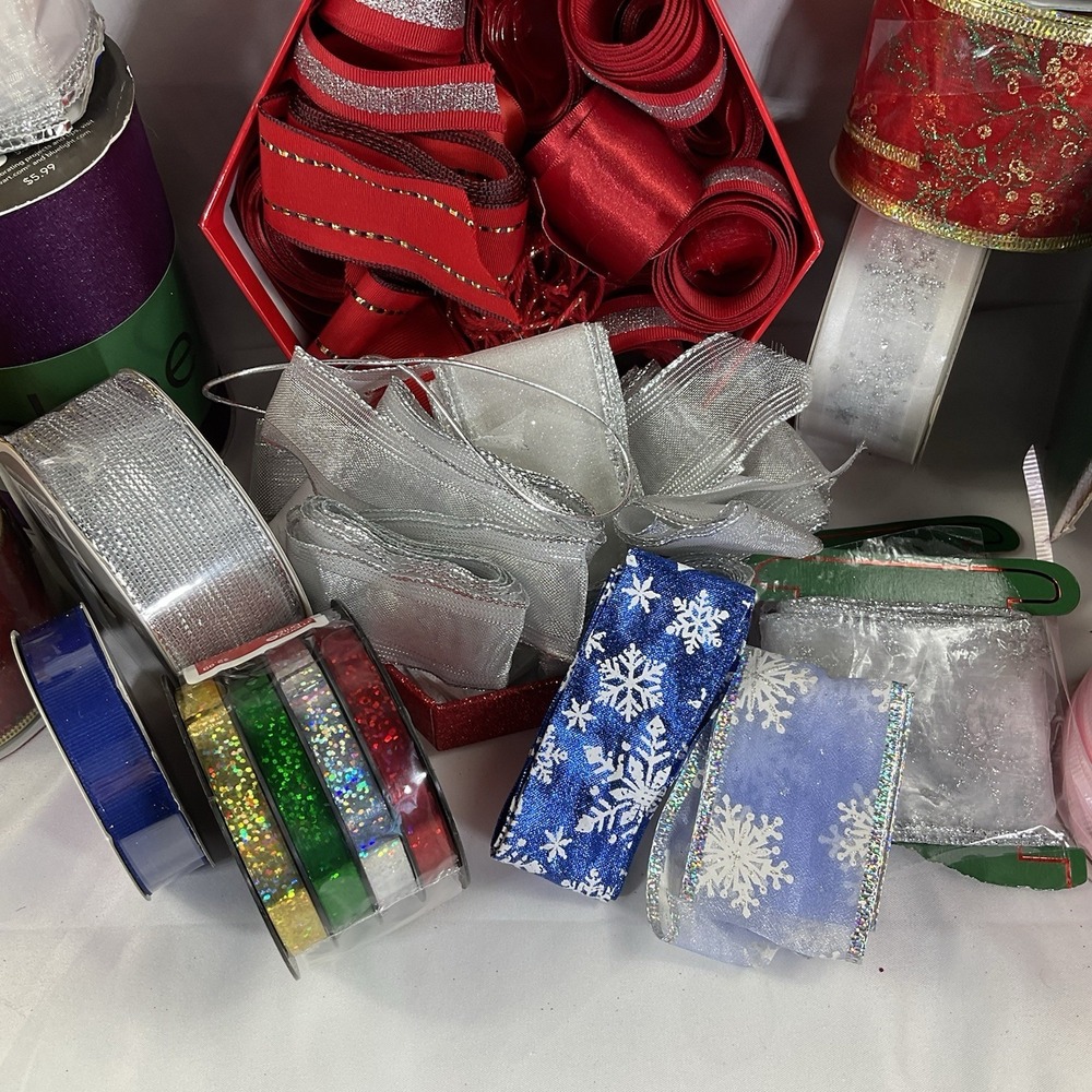 Large Ribbon Lot. Christmas Ribbon, Balloon Ribbon, Textured Ribbon All Colors - Picture 4 of 8